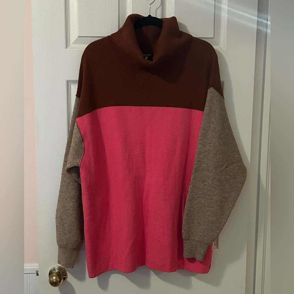 Free People Softly Structured Colorblock Turtleneck Sweater